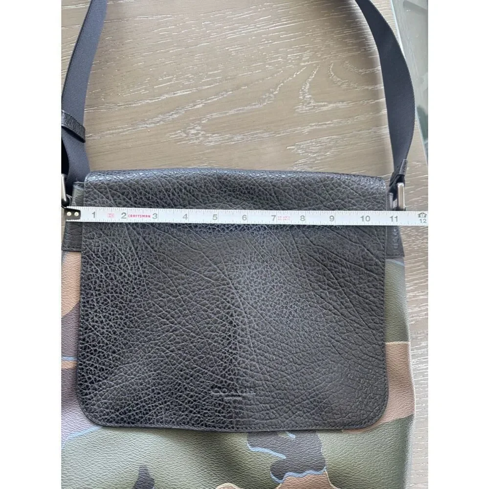 Coach Men's Black & Camouflage PVC Leather Crossbody Messenger Bag Flap Closure